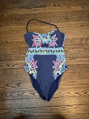 Trina Turk Size 10 One-Piece Swimsuit with Colorful Floral Print